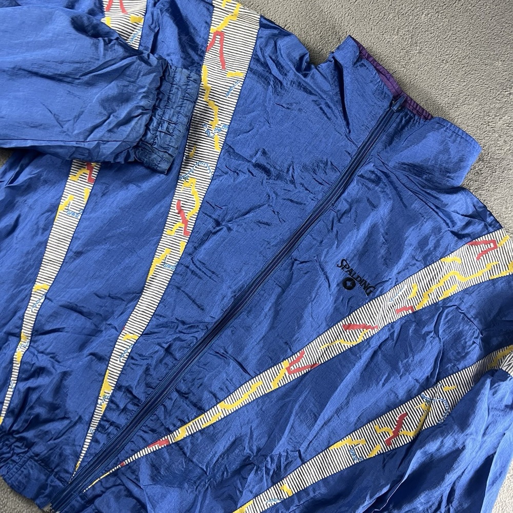 Mens 90s Spalding Sport Suit Jacket Nylon Multi Color XL